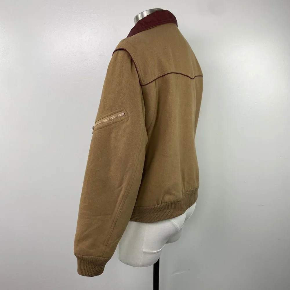 Vintage Anderson-Little Tan w/ Red Trim Coat Large Wool Blend - Picture 13 of 15